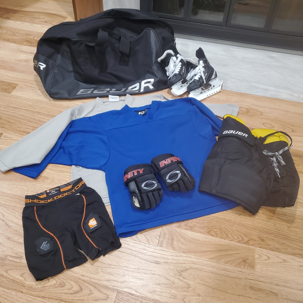 Bauer/CCM Kids Hockey Gear Set - Blue, Black, Yellow